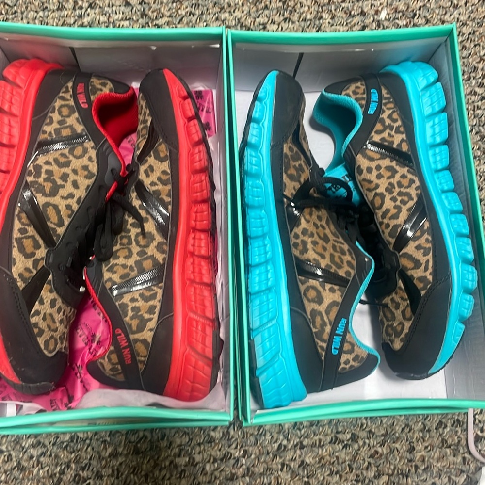 2 pairs! Crazy train leopard print sneakers. Size 8. Used once.